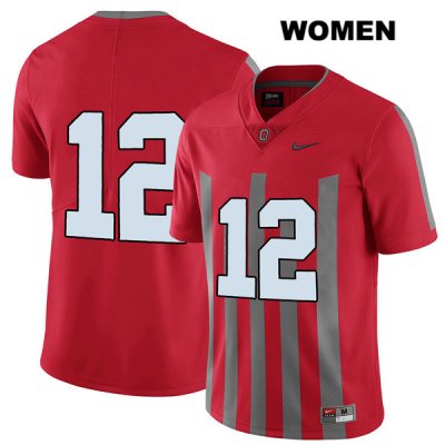 Women's NCAA Ohio State Buckeyes Matthew Baldwin #12 College Stitched Elite No Name Authentic Nike Red Football Jersey OH20T53HD